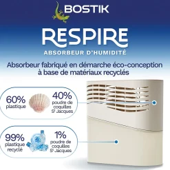 Bostik Absorbeur D'Humidité-Absorbeur d'humidité avec 2 tablettes de 250 g Respire pour surface de 25 m²