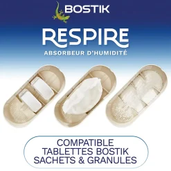 Bostik Absorbeur D'Humidité-Absorbeur d'humidité avec 2 tablettes de 250 g Respire pour surface de 25 m²