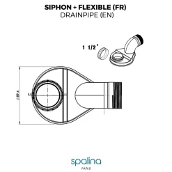 Spalina Evacuation De Baignoire-Accessoire Siphon extra plat + flexible 80x8x6cm, by