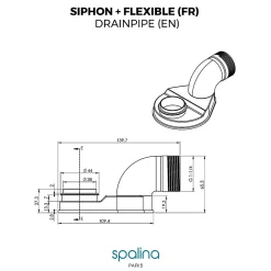 Spalina Evacuation De Baignoire-Accessoire Siphon extra plat + flexible 80x8x6cm, by