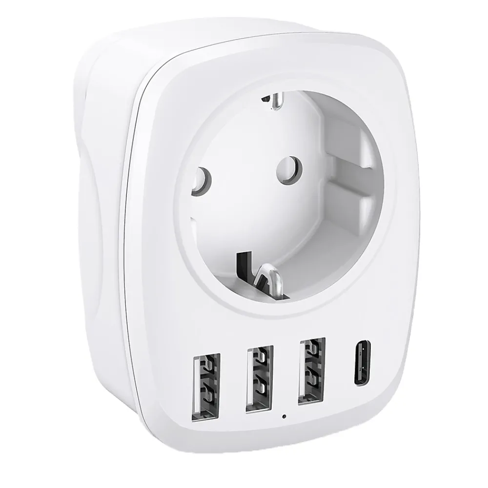 Voltman Transformateur, Convertisseur Et Chargeur Usb-Adaptateur prise voyage UE/UK - 4 ports USB -