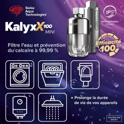 Swiss Aqua Technologies Adoucisseur D'Eau-Adoucisseur d'eau Anticalcaire Antibacterien innovant IPS 100 Kalyxx MINI G 1/2