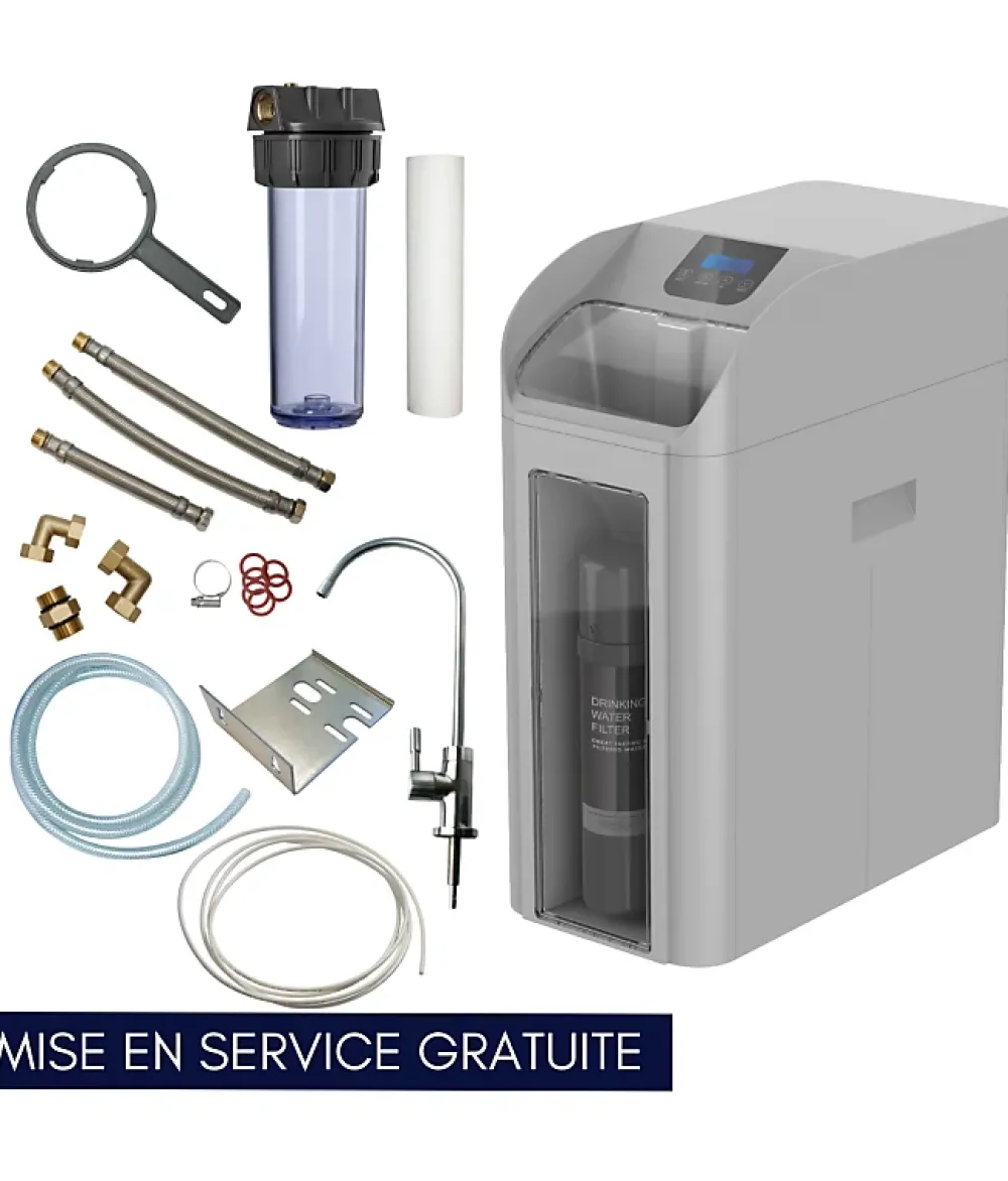 Apic Adoucisseur d'eau filtrant "2 en 1" 10L Avec Accessoires + Mise en Service Gratuite