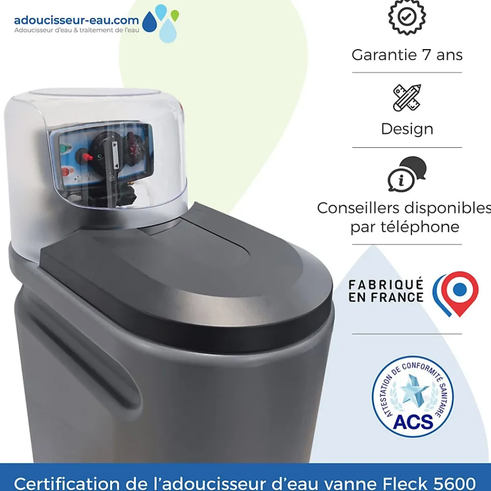 Toodo Adoucisseur D'Eau-Adoucisseur d'Eau 16L Fleck 5600 MC Mécanique Chronométrique Anti Calcaire Fabriqué En France