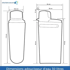 Toodo Adoucisseur D'Eau-Adoucisseur D'eau 30L Fleck 5800 SXT Monobloc Volumétrique + Kit Installation Fabrication Française