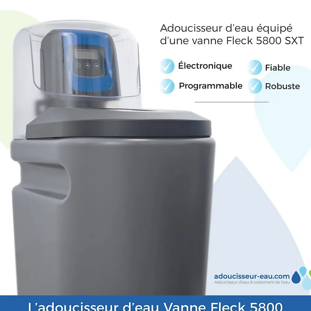 Toodo Adoucisseur D'Eau-Adoucisseur D'eau 30L Fleck 5800 SXT Monobloc Volumétrique + Kit Installation Fabrication Française