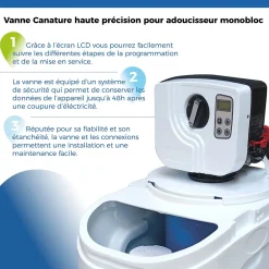 Toodo Adoucisseur D'Eau-Adoucisseur D'eau 20l Vanne Canature - 1 à 4 Personnes