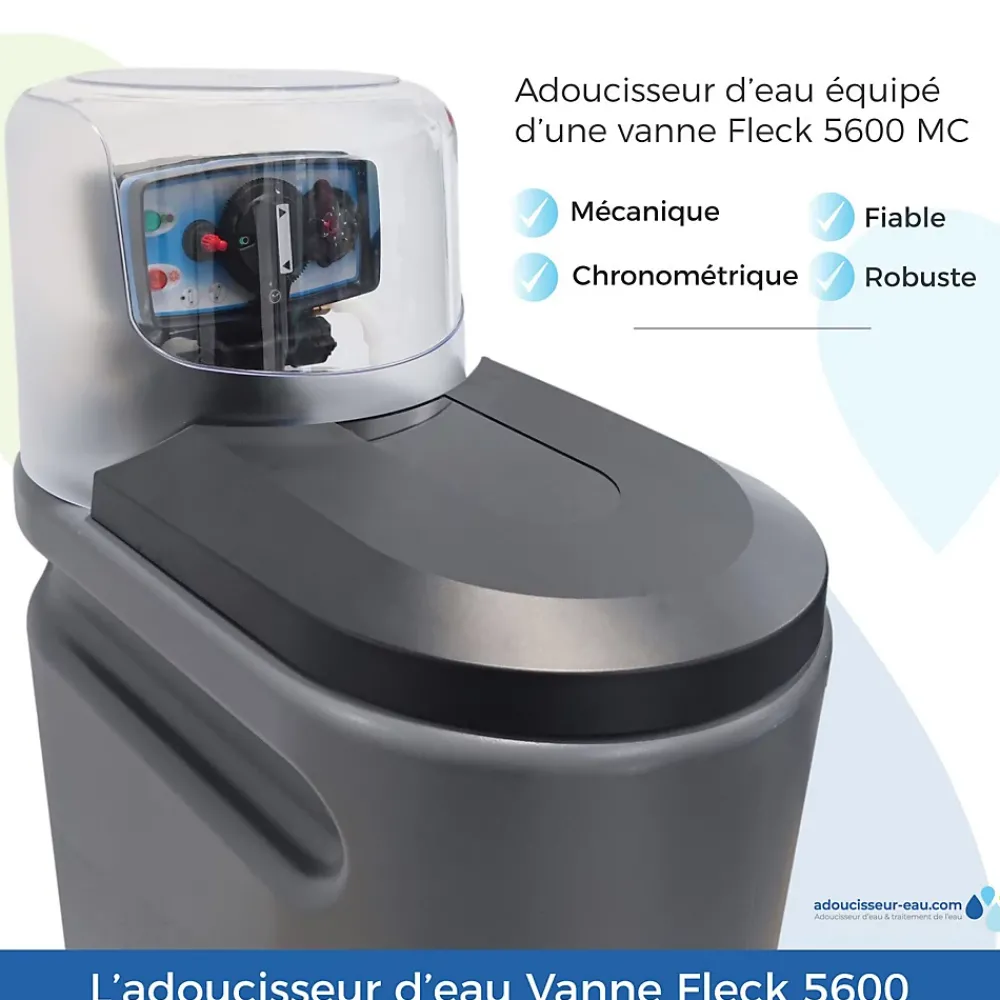 Toodo Adoucisseur Eau 30L Fleck 5600 MC Mécanique Chronométrique Complet Avec Accessoires Fabriqué En France