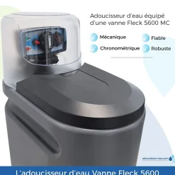 Toodo Adoucisseur D'Eau-Adoucisseur Eau 25L Fleck 5600 MC Mécanique Chronométrique Complet Avec Accessoires Fabriqué En France