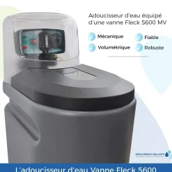 Toodo Adoucisseur Eau 25L Fleck 5600 MV Mécanique Volumétrique Complet Avec Accessoires Fabriqué En France