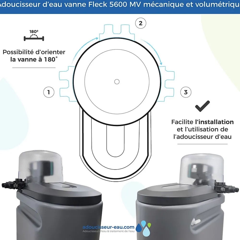 Toodo Adoucisseur Eau 25L Fleck 5600 MV Mécanique Volumétrique Complet Avec Accessoires Fabriqué En France