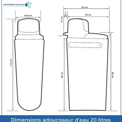 Toodo Adoucisseur D'Eau-Adoucisseur Eau 20L Fleck 5600 MV Mécanique Volumétrique Complet Avec Accessoires Fabriqué En France