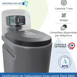 Toodo Adoucisseur D'Eau-Adoucisseur Eau 20L Fleck 5600 MV Mécanique Volumétrique Complet Avec Accessoires Fabriqué En France
