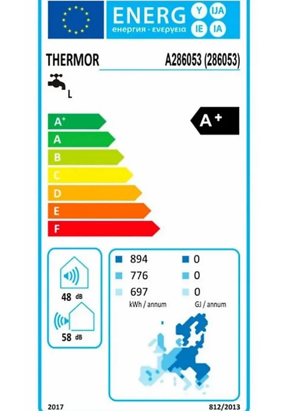 Thermor Chauffe-Eau Thermodynamique-Aeromax 6 stable - 600x1906 mm- COP: 3,7 - 240 L