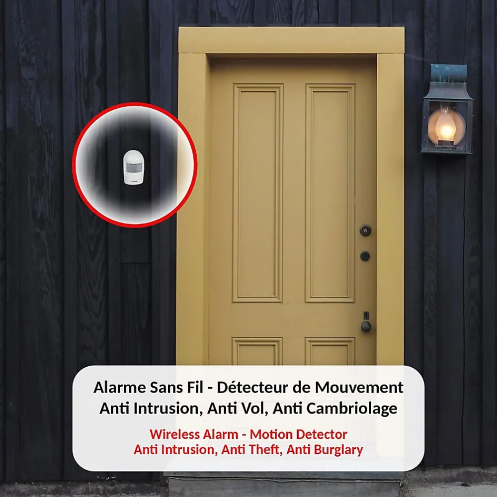 Fishtec Alarme Sans Fil-Alarme Détecteur de Présence - Carillon - 90 dB
