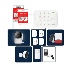 Daewoo Alarme Sans Fil-Alarme Maison Wifi Sans Fil Vigilia VIG502 - Kit Complet avec Caméras Full HD intérieur et extérieure autonome et 9 Acces