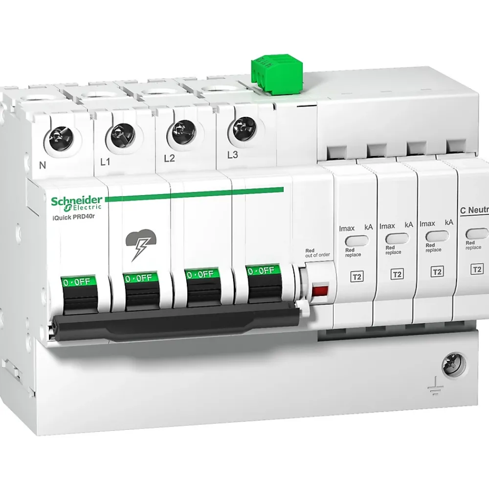 Schneider Electric A9l16294 Schneider - Parafoudre Triphasé + Neutre De Type 2 Autoprotégé - 40ka - Report De Signalisation