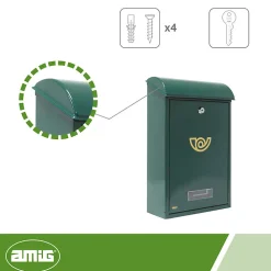 Amig Boîte Aux Lettres 2 Portes-- Boîte aux lettres 2 - 400 x 250 x 100 mm - Acier - Vert