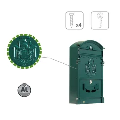 Amig Boîte Aux Lettres 2 Portes-- Boîte aux lettres 4 - 400 x 240 x 80 mm - Aluminium - Vert