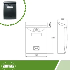 Amig - Boîte aux lettres 7 - 345 x 240 x 105 mm - Plastique - Noir
