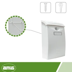 Amig Boîte Aux Lettres 2 Portes-- Boîte aux lettres 7 - 345 x 240 x 105 mm - Plastique - Blanc