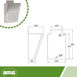Amig Boîte Aux Lettres 2 Portes-- Boîte publicité 77 - 220 x 360 x 190 mm - Acier inoxydable - Inoxydable