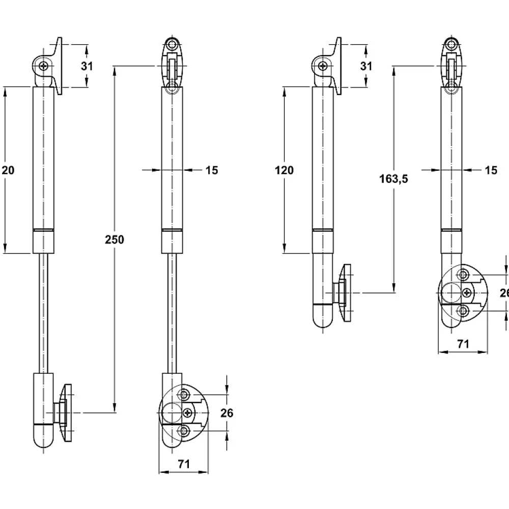 Amig - Compas à gaz réglable 98 - 8 kg - Argent