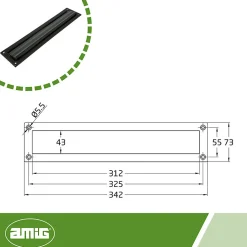 Amig Boîte Aux Lettres 2 Portes-- Entrée de boîte aux lettres 2 - 342 x 73 mm - Acier - Noir