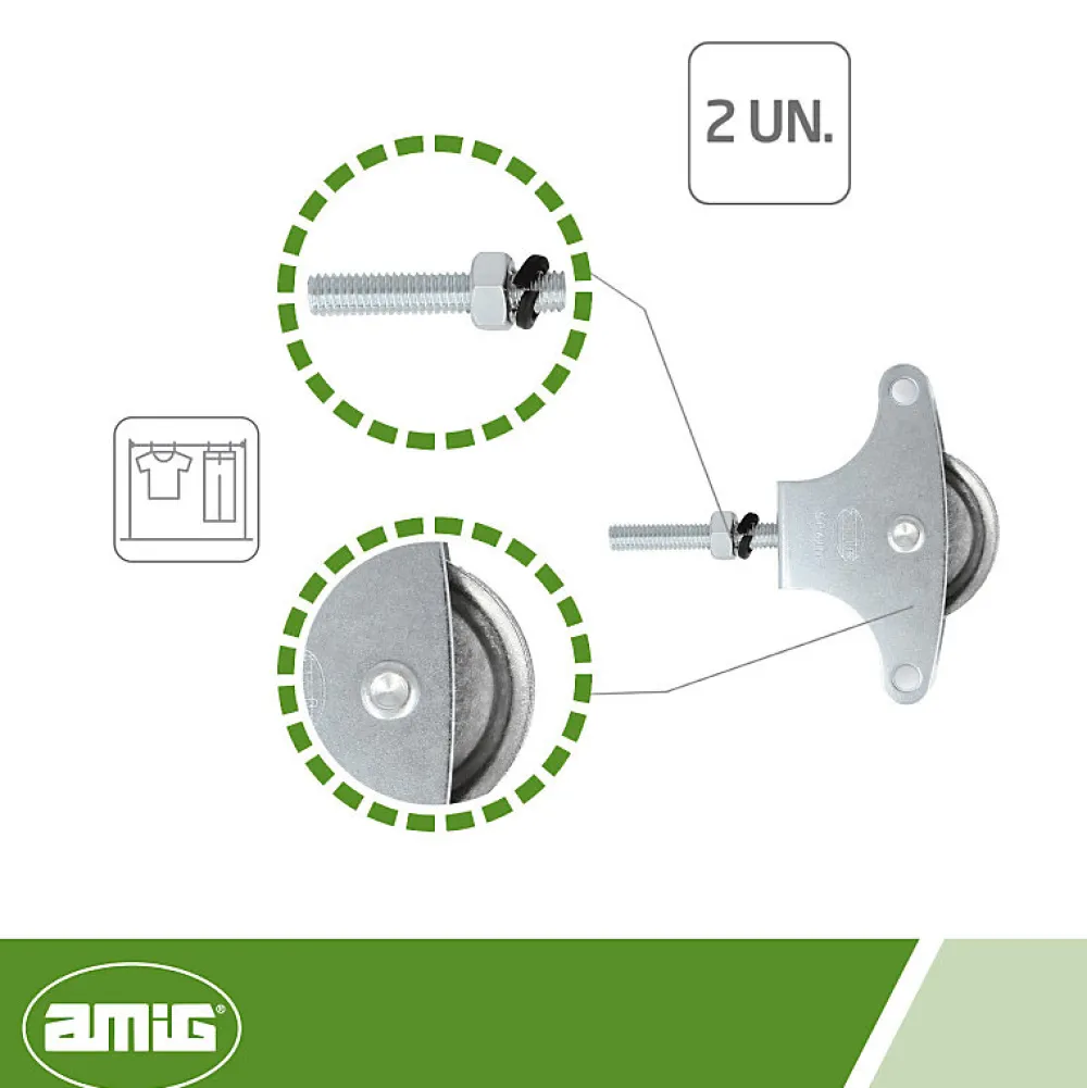 Amig - Poulie métallique 3 - M6 x 40 mm - Acier - Zingué