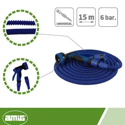 Amig Tube Et Raccord Multicouche-- Tuyau extensible 2072 - 15 m - Bleu
