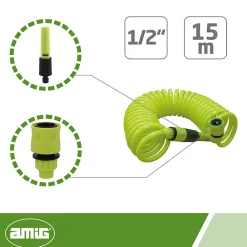 Amig - Tuyau spirale R39 - 15 m - Caoutchouc EVA - Vert pistache