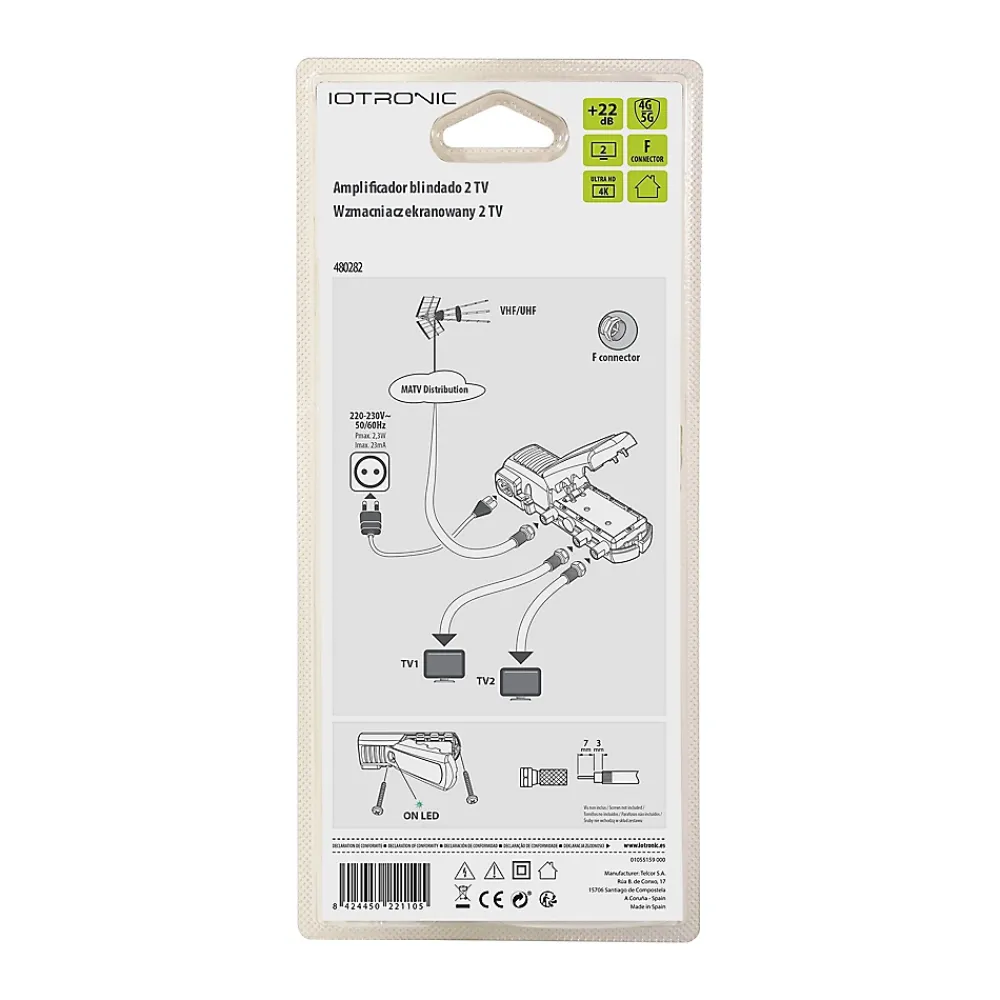 Amplificateur Tv-Amplificateur TV 22dB 2 TV 4G/5G, connexion IEC