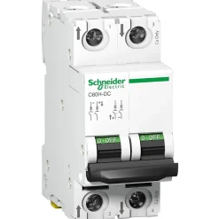 Schneider Electric A9n61539 Disjoncteur Courant Continu Dc - 2p - 63a - Courbe C - à Vis - Schneider C60h-dc