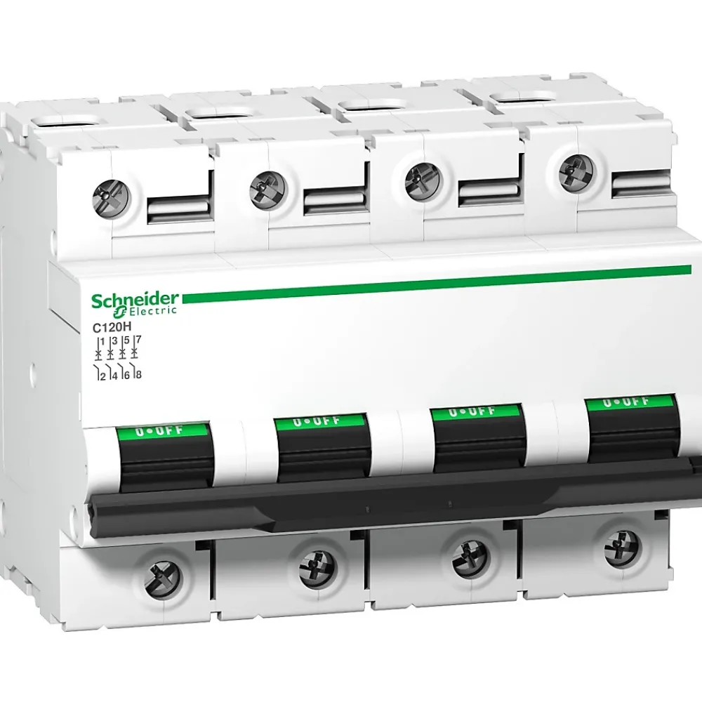 Schneider Electric A9n18480 Schneider C120h Disjoncteur Tétrapolaire Schneider 100 A - 4p - Courbe C - 15ka - à Vis