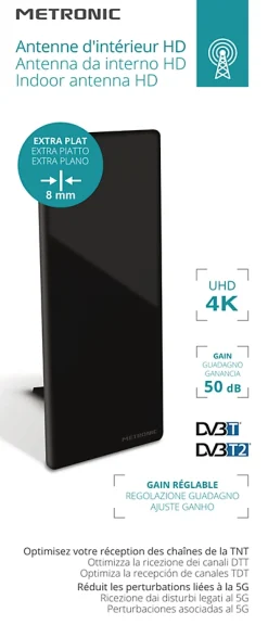 Metronic Antenne, Parabole Et Fixation-Antenne d'intérieur HD murale 50 dB - noire - 416978
