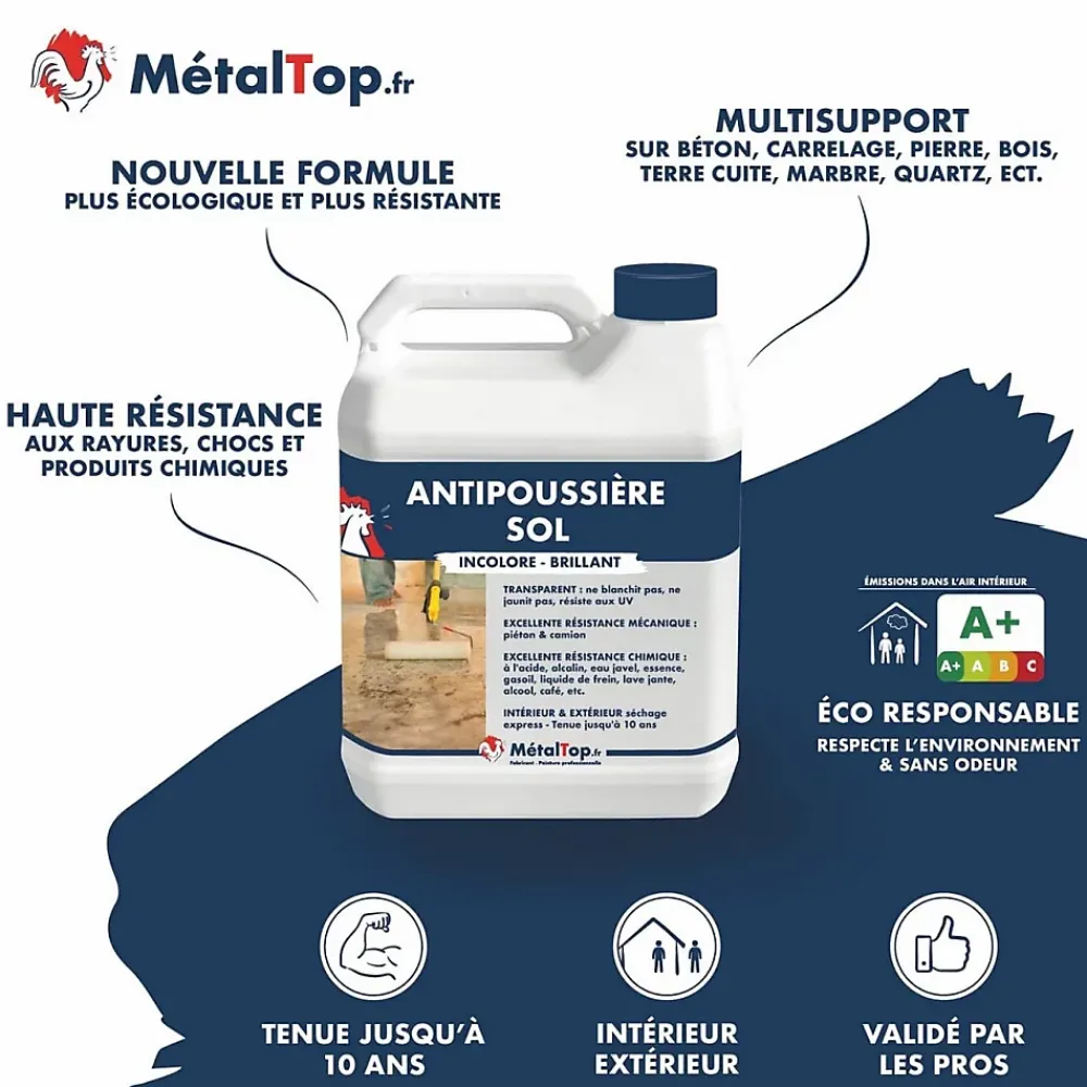 Metaltop Etanchéité Du Mur Intérieur-Anti Poussiere Sol - 1 L - Métaltop