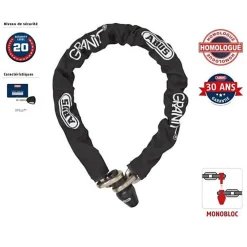 Abus Cadenas, Antivol-Antivol de chaîne monobloc - - 1480/120 - Maillons 14 mm - Gainage tissu - Cylindre XPlus