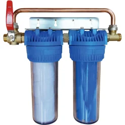 Aquawater Station De Filtration-- Filtre double avec cartouches de filtration anticalcaire anticorrosion 24 mois