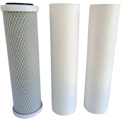 Aquawater Station De Filtration-- Kit de 3 cartouches pour Osmoseur, 2 filtrantes et 1 cartouche charbon actif