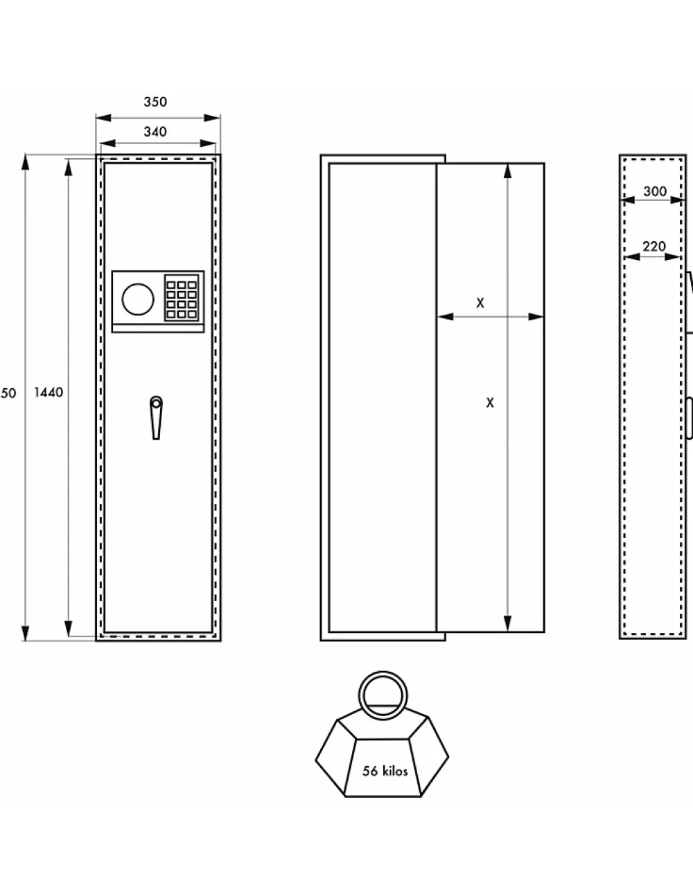 Thirard Armoire à fusils Cardiff, fermeture électronique à code, 2 pênes, capacité de 5 fusils -