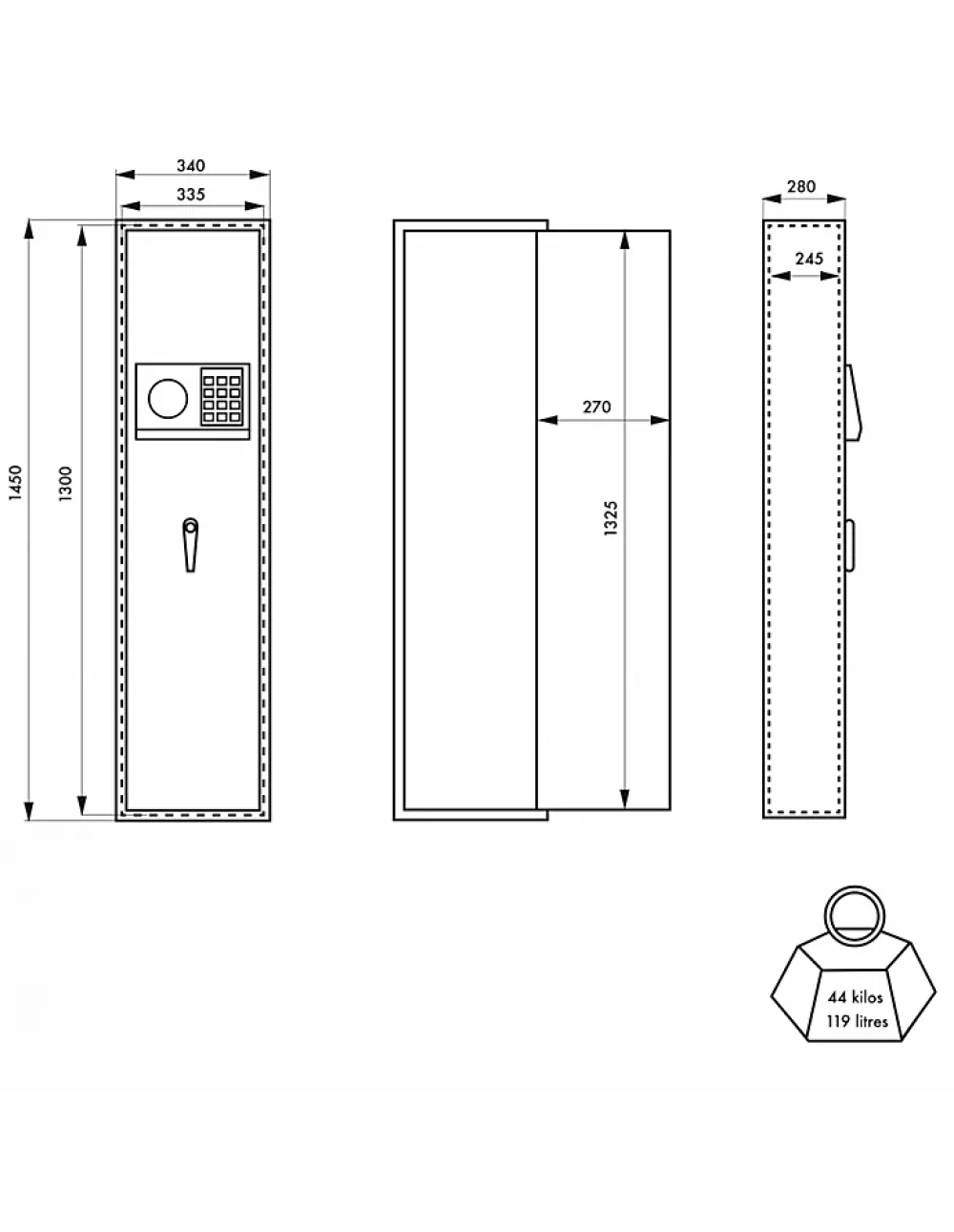 Thirard Armoire À Fusils-Armoire à fusils Monteria, fermeture électronique à code, 4 pênes, capacité de 5 fusils -