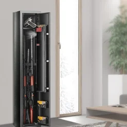 Nature Pro Armoire à 3 Fusils 4 Pistolets en Acier Coffre-Fort pour Armes à Feu 2 Façons de Verrouillage Mot de Passe et 2 Clés