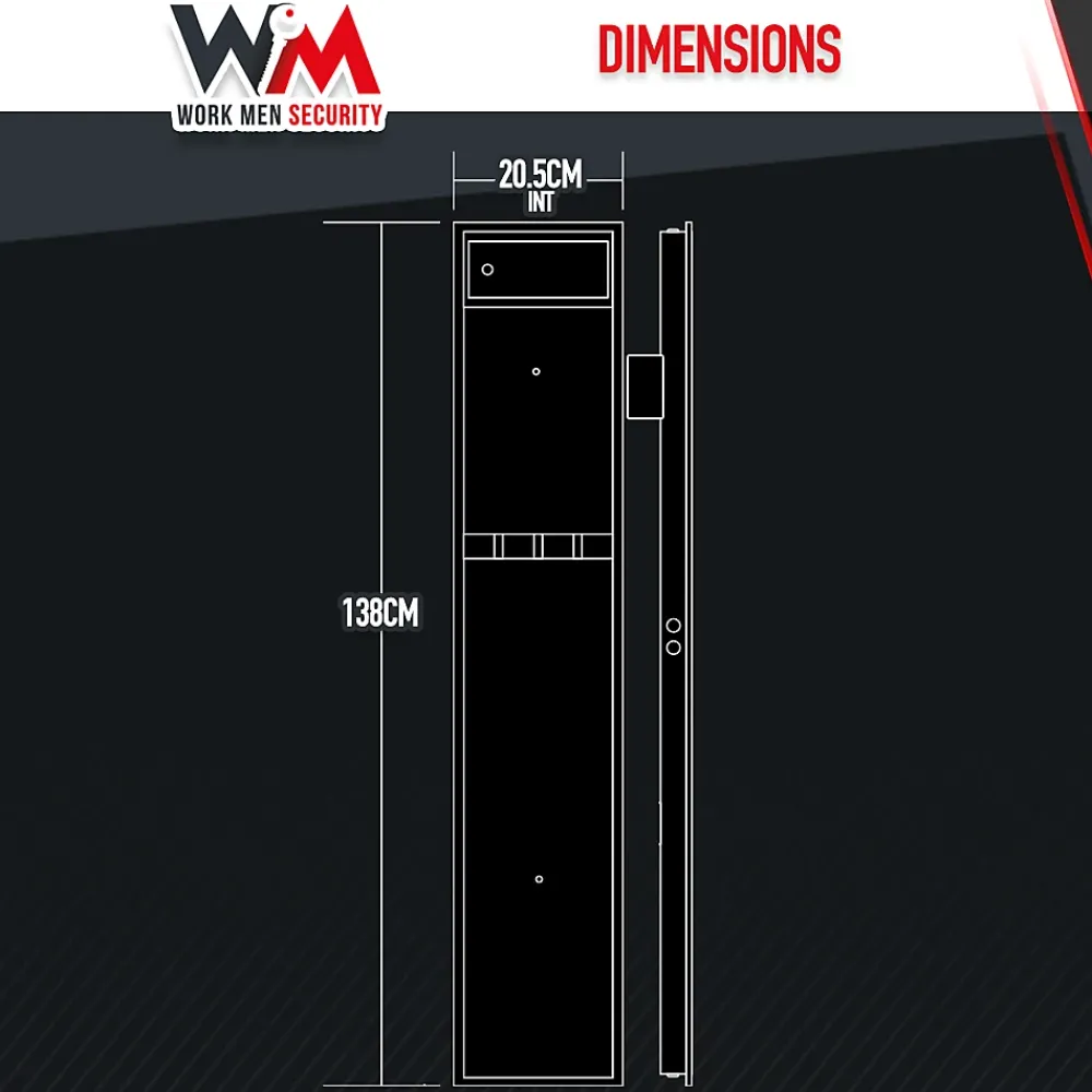 Work Men Armoire À Fusils-Armoire à fusils 315X205X1380mm avec coffre intérieur - 5 fusils - Workmen Security