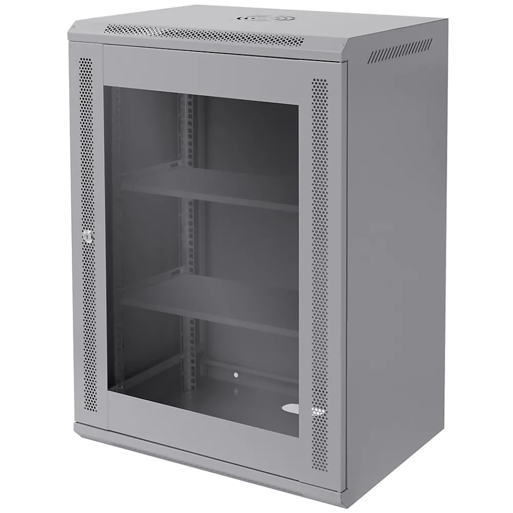 ECD Germany Câble Et Connectique Réseau-Armoire serveur 19" boîtier réseau murale gris en acier rack 16U 600x450x850 mm