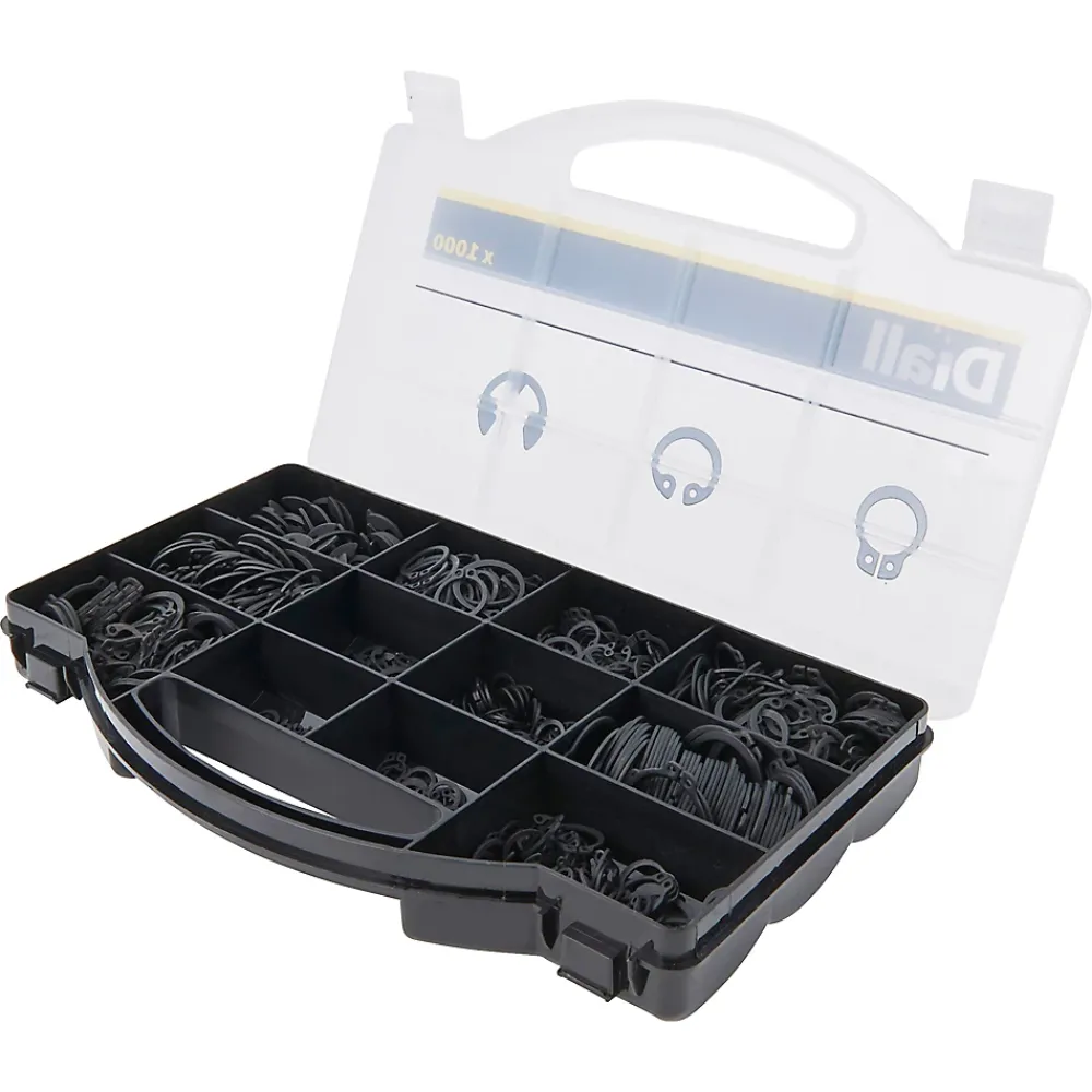 Diall Assortiment de 1000 Circlips en acier carbone noir