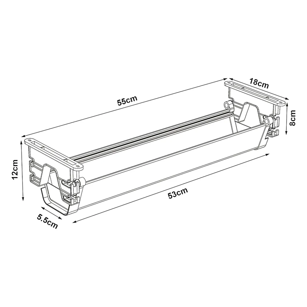 Pro.Tec Bac de gestion de câbles Skegness plastique 55 x 18 x 12 cm blanc