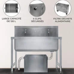 MonsterShop Bac à Graisse Commercial KuKoo - 120 L