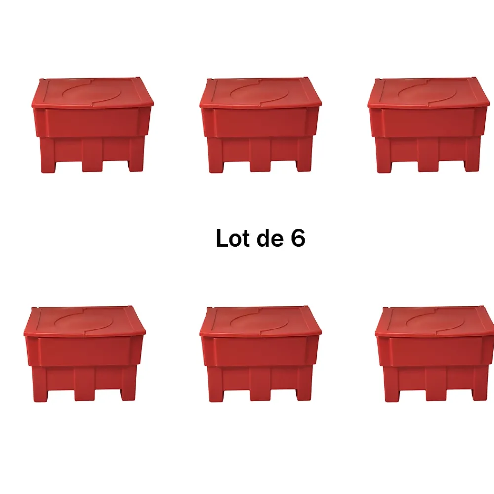 Plast'Up Rotomoulage Extincteur Et Couverture Anti-Feu|Détecteur De Fumée, Gaz Et Protection Incendie-Bac à sable incendie/ à sel de déneigement 300l- lot de 6