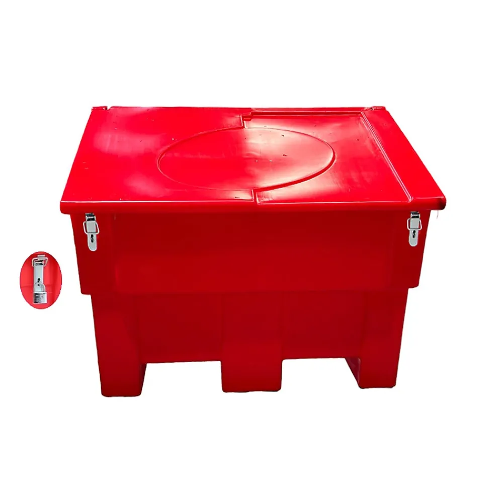 Plast'Up Rotomoulage Bac à sable incendie/ à sel de déneigement 300l+ grenouillères + cadenas-lot de 6