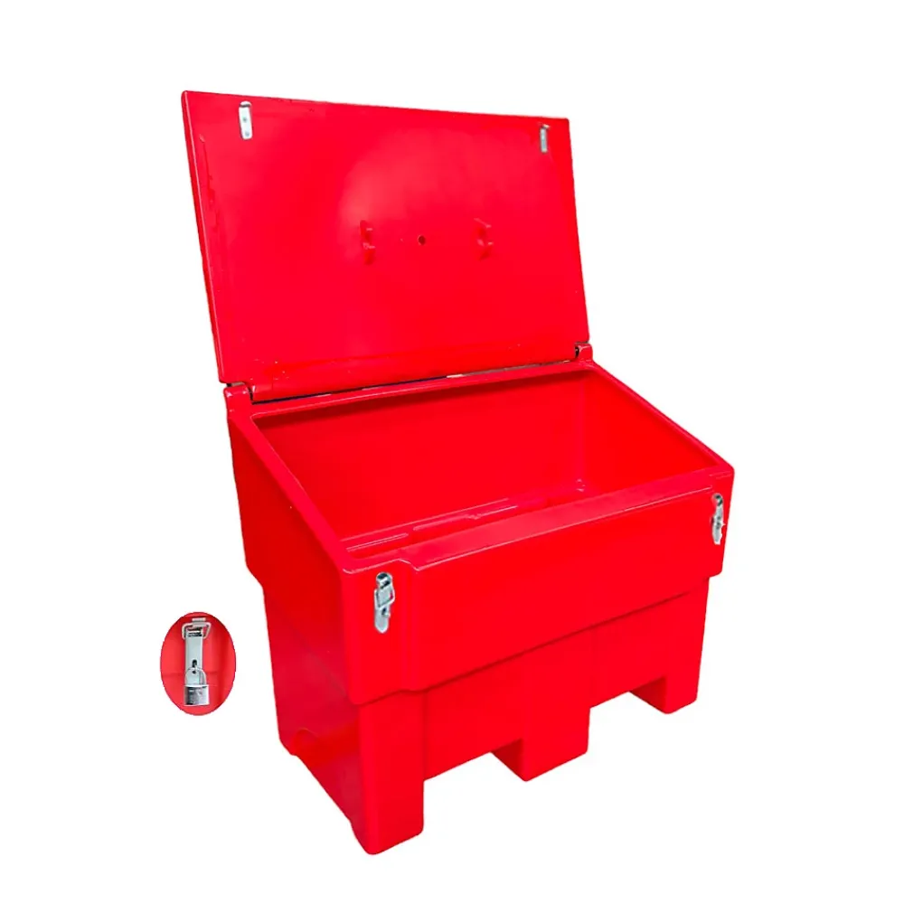 Plast'Up Rotomoulage Bac à sable incendie/ à sel de déneigement 300l+ grenouillères + cadenas-lot de 6